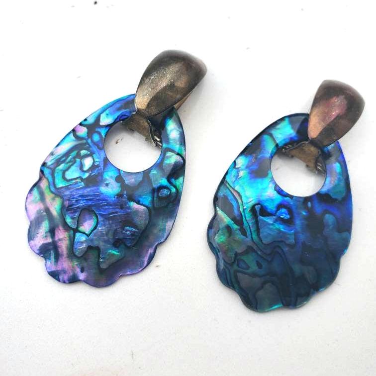 Vintage Abalone Shell Earrings, Abalone Earrings, Vintage  display picture 2