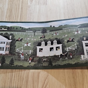 Vintage Jane Wooster Scott Tapetenbordüre „Outfoxing the Gentry“ Reitsport