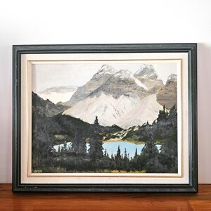 Vintage Mountain Oil Painting: West Coast Landscape, Framed Canvas Art