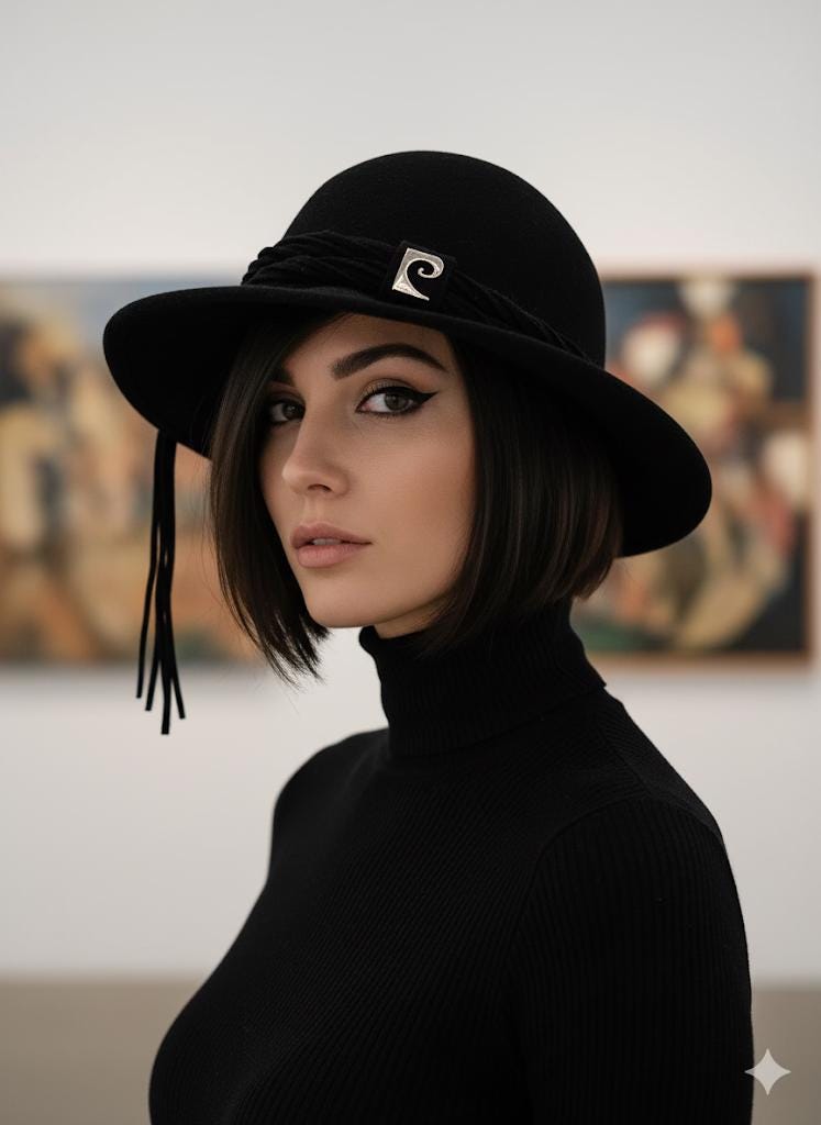 Vintage Pierre Cardin Black Felt Fedora - 70s Designer Hat  display picture 1