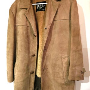 Manteau en daim vintage des années 70 pour hommes - Victoria Leathers - Fabriqué au Canada
