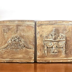 Pair of Vintage The Bombay Company Garden Plaques / Raised Relief Rose Basket Wall Plaque / Gold Leaf / Made in the USA / Vintage Bombay Co.