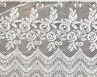 Vintage White Lace Valance: Romantic French Cafe Curtain - Located in Canada