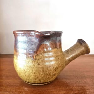 Vintage MCM Ceramic Raku Glaze Gravy Boat: Retro Saucier