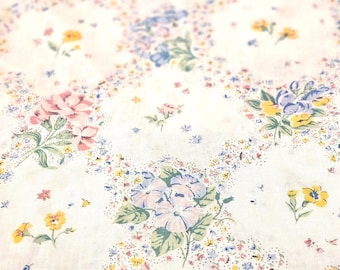 Vintage Lady Pepperell Floral Twin Flat Sheet: USA Made Percale