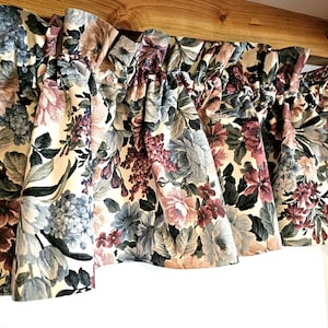 Vintage Burlington Floral Valances: Cottagecore Kitchen Curtains, Pair
