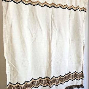 Vintage Mid Century Modern Cotton Embroidered Curtains - Kitsch Curtains - Retro Cotton Curtain Panels - 70s Curtains
