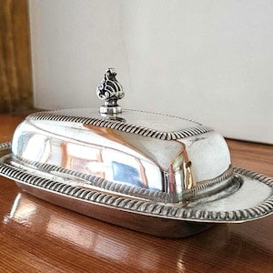 Vintage Butter Dish - Silver Plated Butter Dish - MCM Dinner Serving - WM. A. Rogers