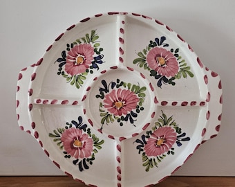 ヴィンテージ メキシコ トナラ陶器 小物入れ：手描きの花と鳥の