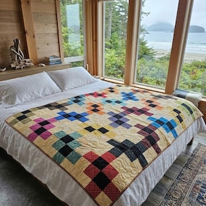 Handmade Farmhouse Lap Quilt - Multicolor - Made in Canada - 60''x73''