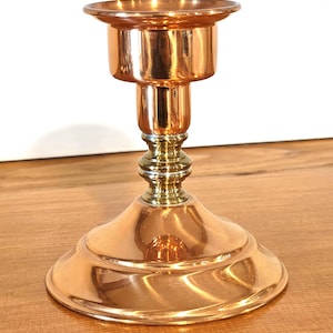 Vintage Copper & Brass Candlestick Holder - Spindle Style