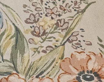 Sábana plana individual vintage de los años 80 con estampado floral - Ubicada en Canadá