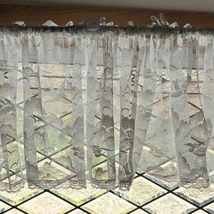 Clouds and Birds French Style Lace Mesh Curtain - Bird Valance - Vintage White Lace Valance, Café Curtain, Valance, Farmhouse Curtains