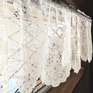 Vintage French Lace Valance: Victorian Style Café Curtain