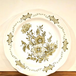 4 Vintage J & G Meakin Royal Staffordshire Hathaway Green Ironstone Dinner Plate Olive Floral