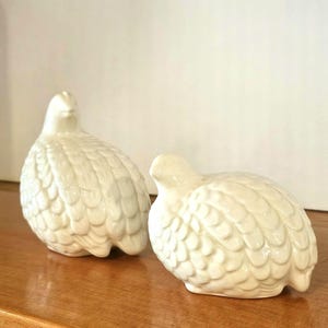 Vintage Ceramic Quail Figurines: Handmade Studio Pottery, London Ontario
