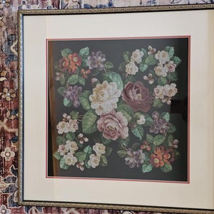 TABLEAU ANCIEN SIGNÉ JC HUET HSP encadré,nature morte bouquet de fleurs