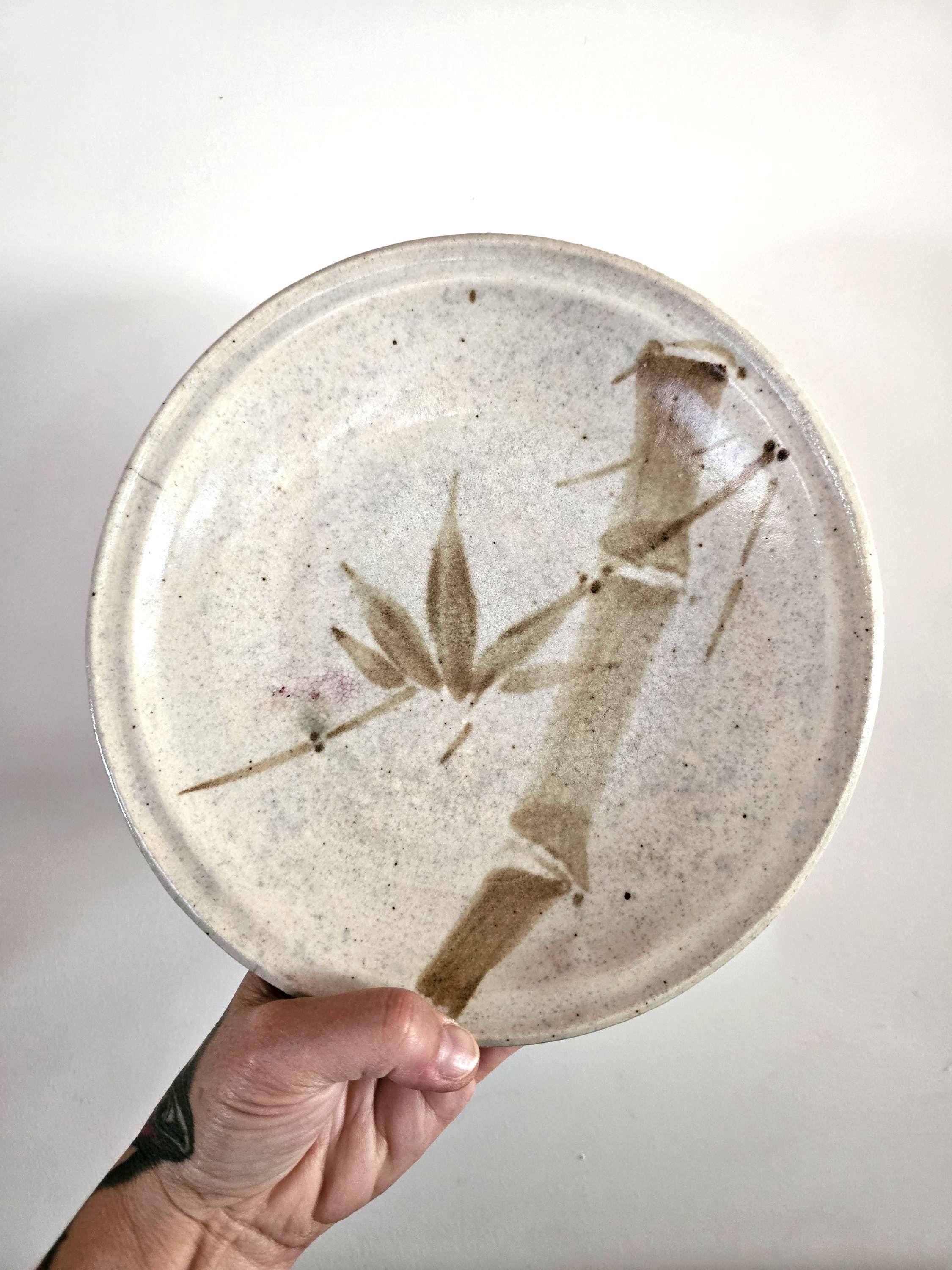 瀬戸焼 石皿 ヴィンテージ 手描き竹文様 - Etsy 日本