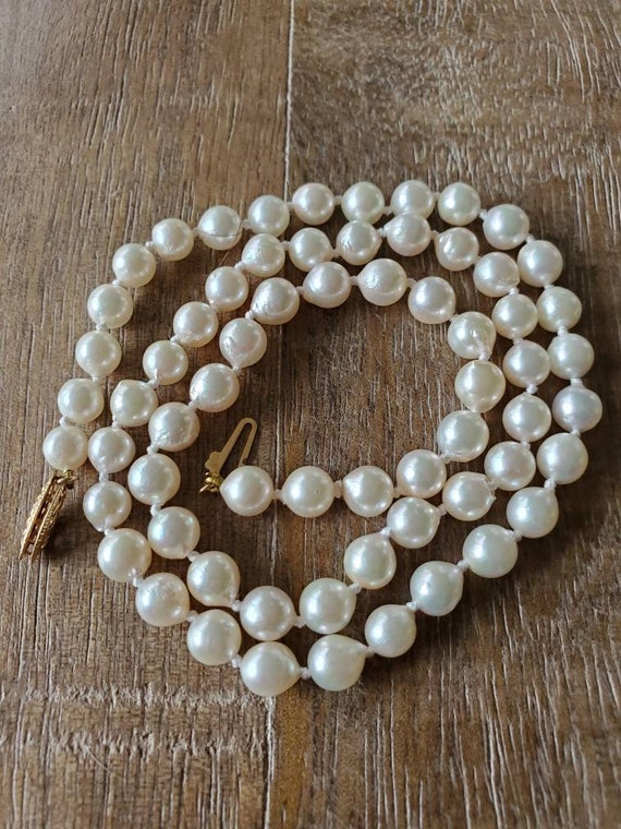 Pearl necklace, genuine pearl strand necklace, fre