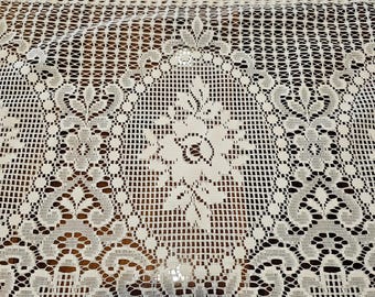 Vintage White Lace Valance: Romantic French Style Cafe Curtain - Located in Canada
