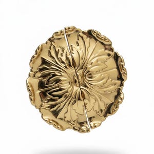 ヴィンテージ真鍮製半月型キャビネット金具 - 装飾的なロココ調キャビネットハンドル