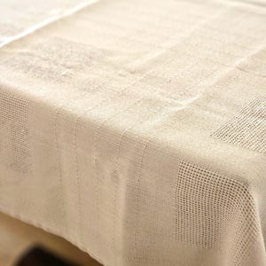 Vintage Beige Acrylic Knit Tablecloth - MCM Woven Square (42&#39;&#39; x 44&#39;&#39;)