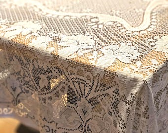 ヴィンテージテーブルクロス 48インチ×62インチ / コテージコア