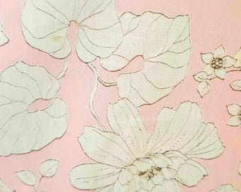 Vintage Wamsutta Full Flat Sheet: Pink Floral Flower Power Retro Bedding - Located in Canada