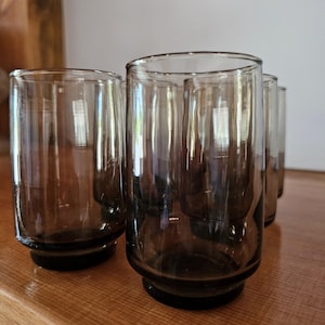 Vintage Tawny Smoked Juice Glasses - Set of 6 MCM Dominion Glass