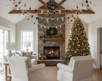 3 Crochet Acorn Garlands - Rustic Fall Christmas Decor, Farmhouse Style