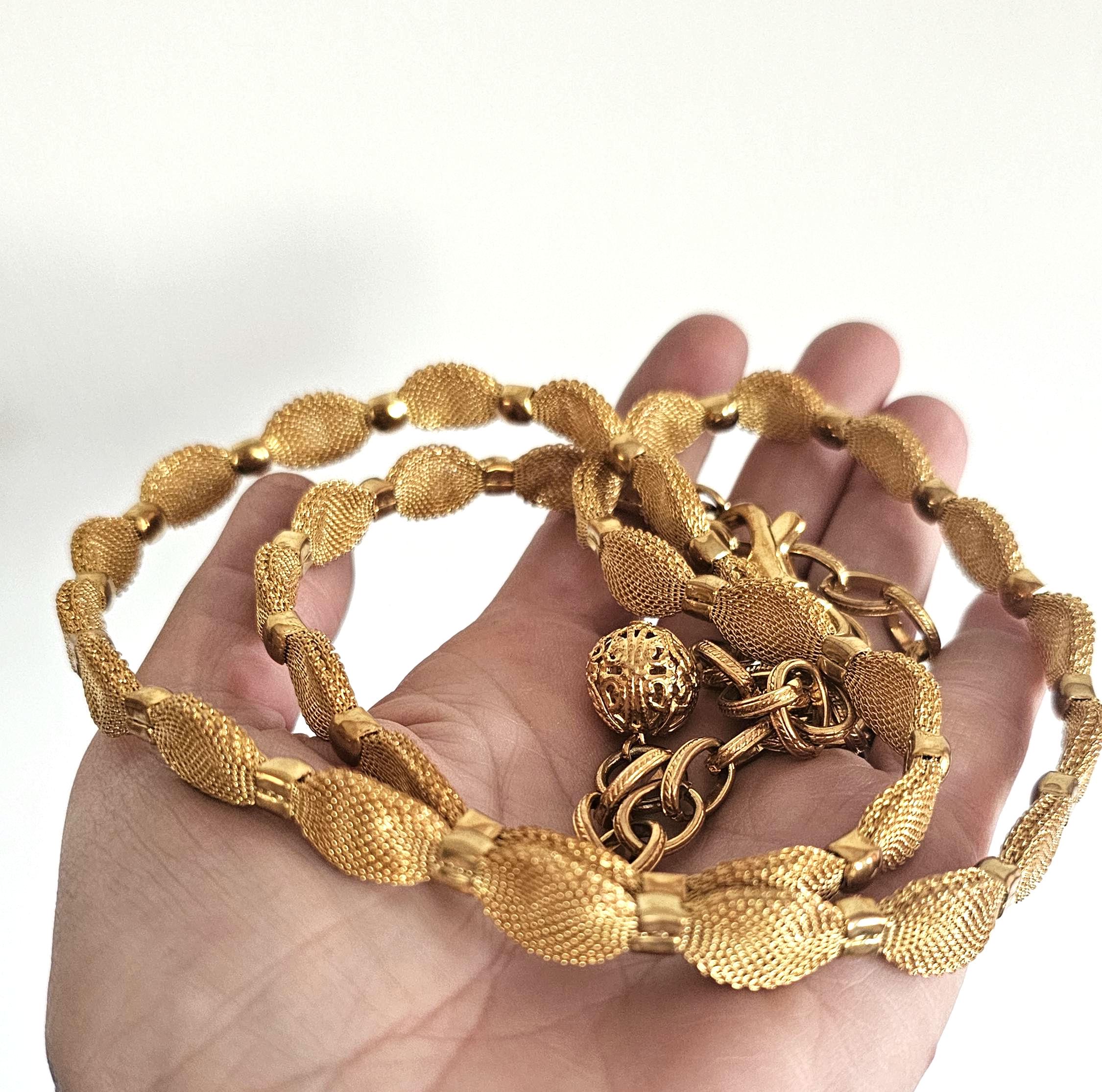 Vintage Gold Mesh Belt - 80s Belt - One Size Fits All Belt 