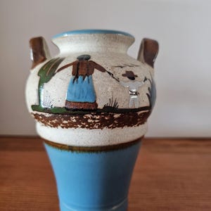 Vintage Mexican Tonala Clay Stoneware Vase, Mexican Pottery, Hand Painted Tonala Pottery, Tonala Vase, Vintage Tonala