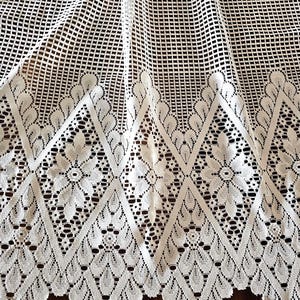 Vintage French Lace Curtain: Victorian Style Valance, 59x50 in
