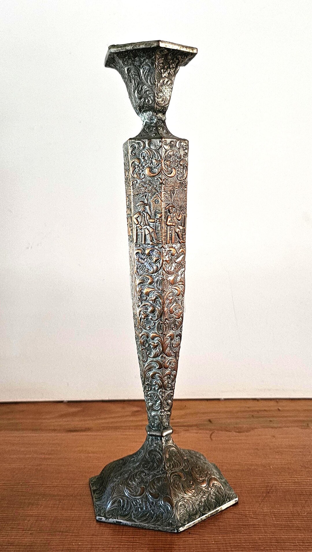 Antique Copper-plated Candlestick: Barbour Silver Co. - Dutch
