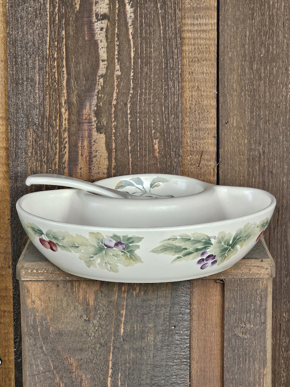 Vintage PFALTZGRAFF Jamberry Chip and Dip Server With Spoon