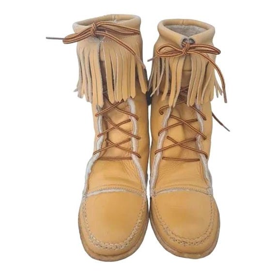 Vintage 70s Moccasin Mukluks – Cherokee Boots - Size 5 - Winter Boots