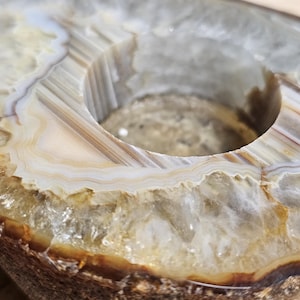 Agate Slice Tealight Candle Holder - Natural Stone - Agate Stone - Stone Tealight Holder - Brown Agate