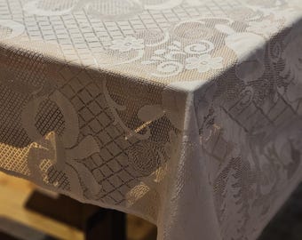 ヴィンテージ ホワイト レース テーブルクロス - ポリエステル - 70