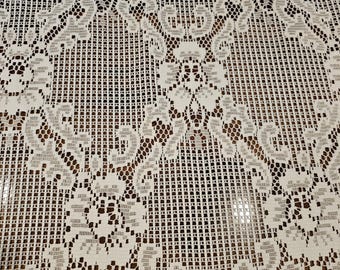 Vintage White Lace Valance: French Chateau Cafe Curtain (60x18) Located in Canada