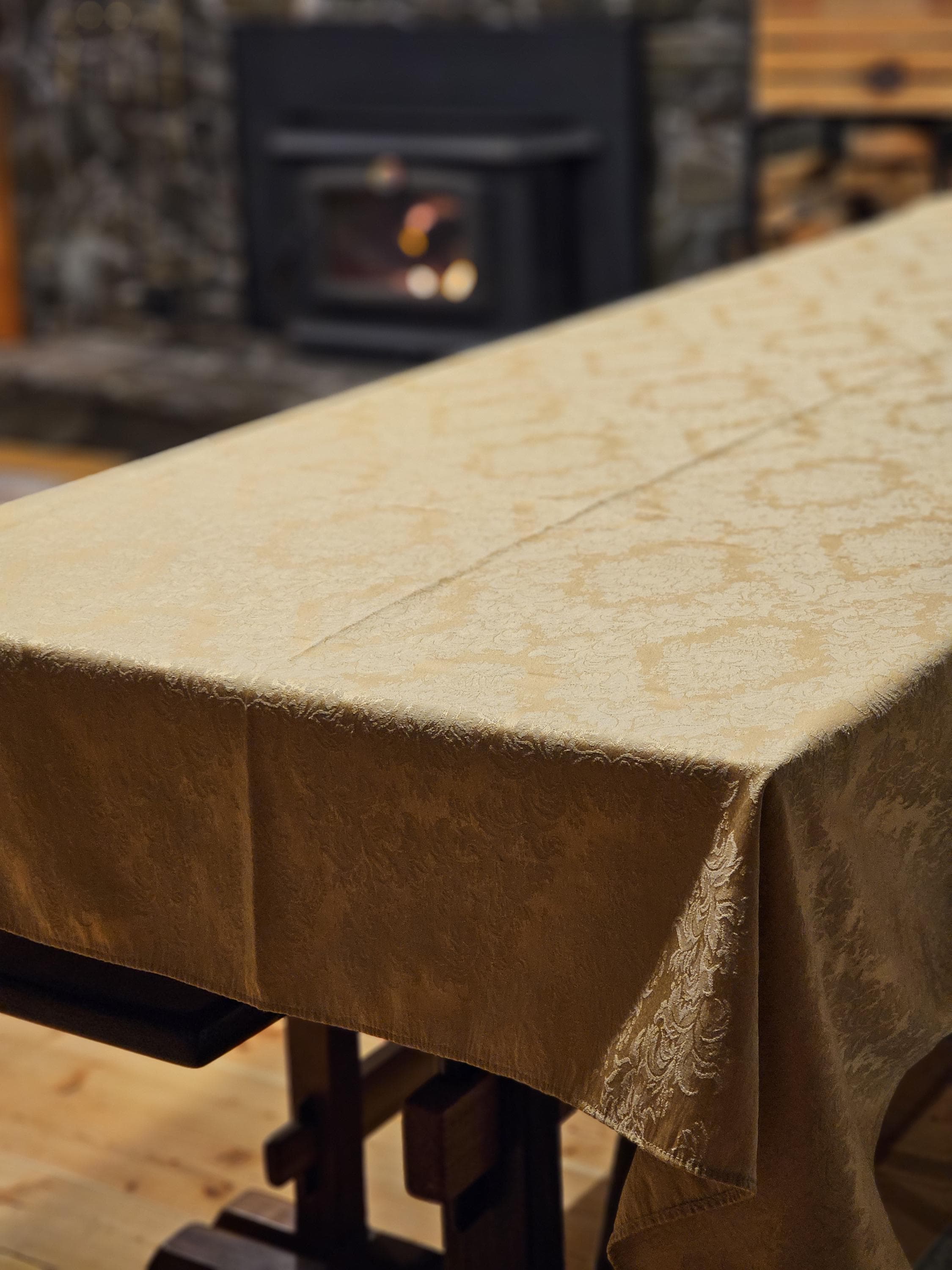 Belle Parure Nappe Damassée '' NEIGE'' 100% Lin - FR