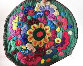 Vintage Embroidered Tortilla Warmer: Mexican Kitchen Decor, 10 inch