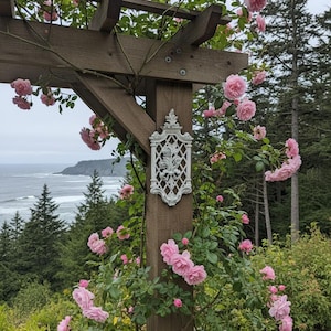 Vintage French Shabby Wall Decor: 1970s Garden PlaqueLocated in Canada