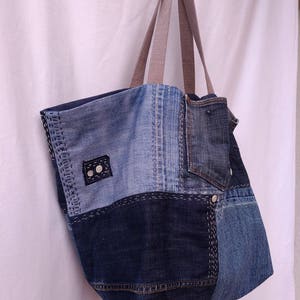 Large denim bag Jeans recycle bag Shoulder bag Upcycled | Etsy