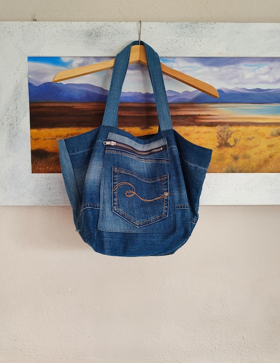 Bolso de mezclilla reciclado bolso de hombro de jeans reciclados