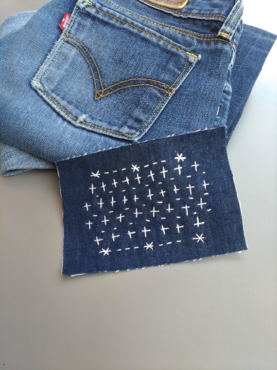 Boro Denim Patch Sashiko Hand Stitch Applique Jeans Mend | Etsy Australia