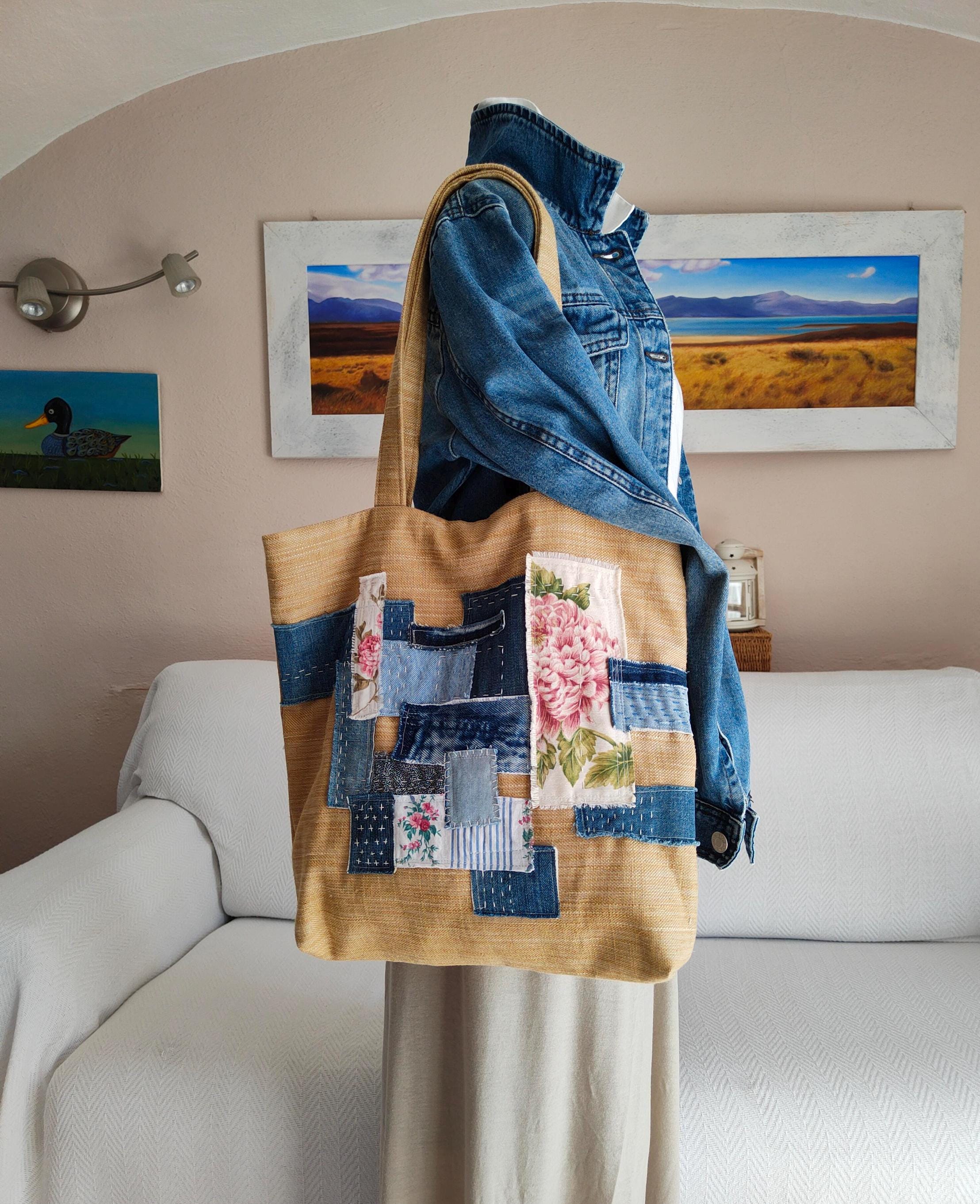 Boro Patchwork Bag, Handmade Upcycled Textiles Shoulder Bag