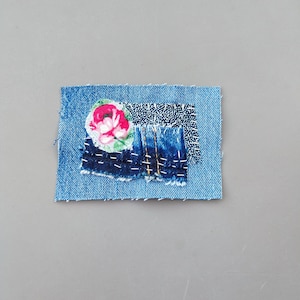Hippie Jeans Patch, Handmade sew on patch, Upcycled denim embellishment, Sashiko hand stitched applique, Boro denim patch for jeans/jacket