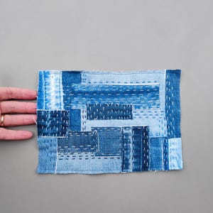 Large Denim Boro Patch Sashiko Stitched, Back Patch for Jacket, Upcycled Jeans, Sew on Patch