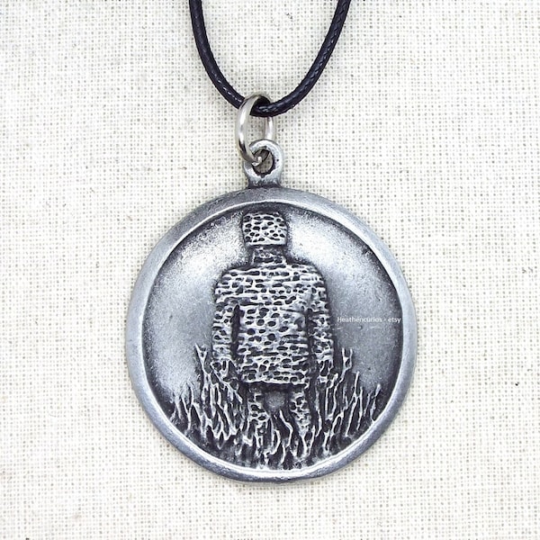 Round Wicker Man Pendant Necklace