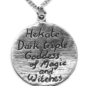 Hekate Hecate Pagan Greek Pendant Dark Triple Goddess with Curb Chain Necklace and lemon pouch image 2